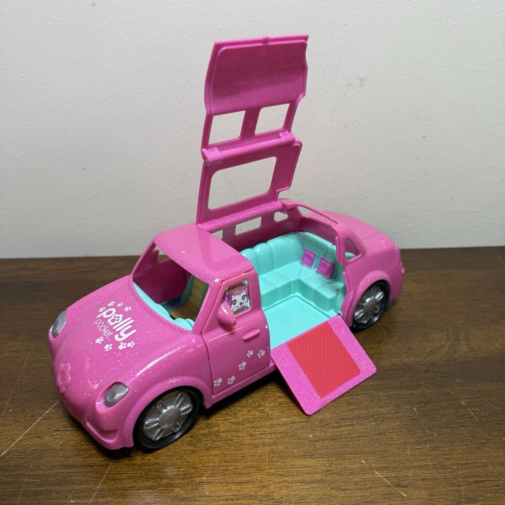 Polly Pocket Car Limousine Pink Plastic Mattel Convertible Pet Limo